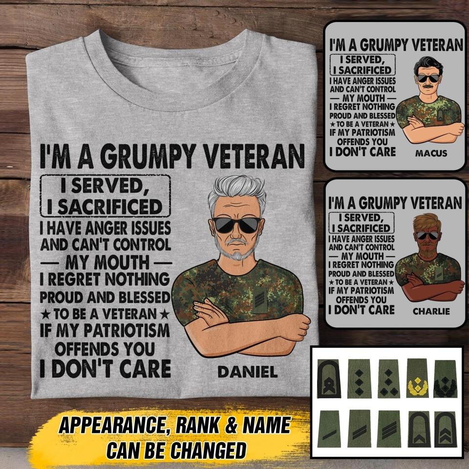Personalized German Veterans/Soldier Tshirt Printed 22JUY-HY12