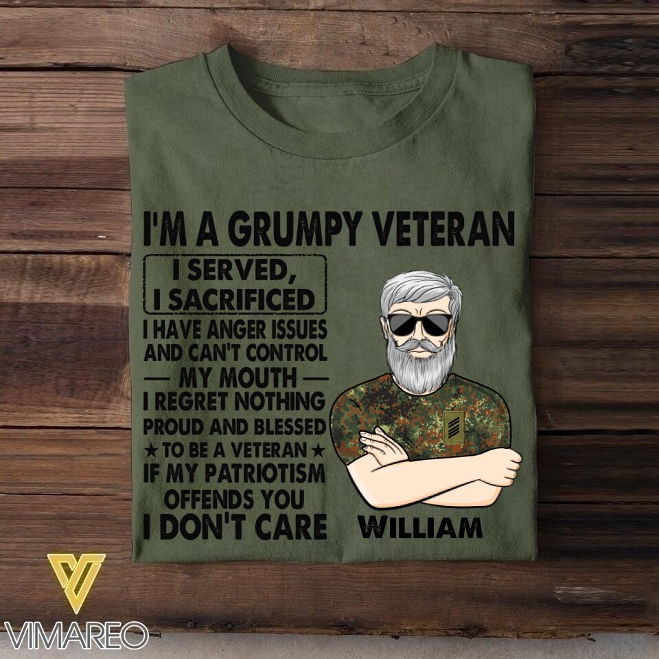 Personalized German Veterans/Soldier Tshirt Printed 22JUY-HY12