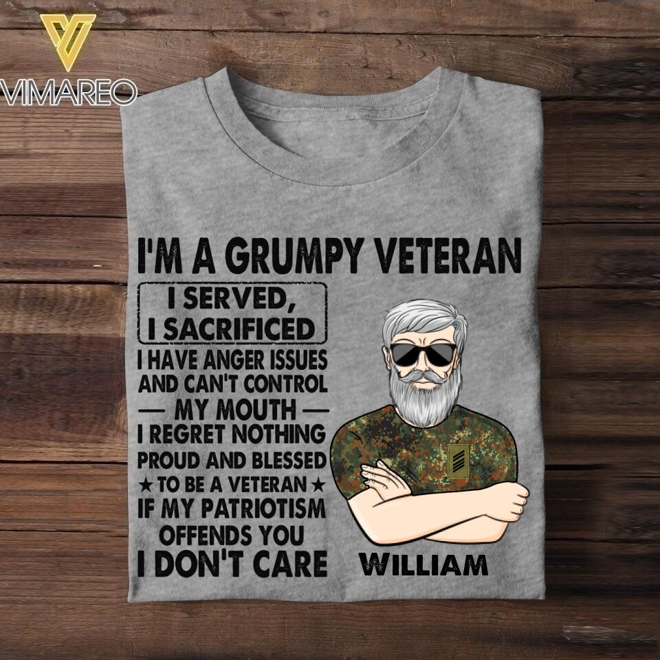 Personalized German Veterans/Soldier Tshirt Printed 22JUY-HY12