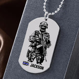 Personalized UK Veteran/ Solider Blue Line Necklaces Printed QTDT1307