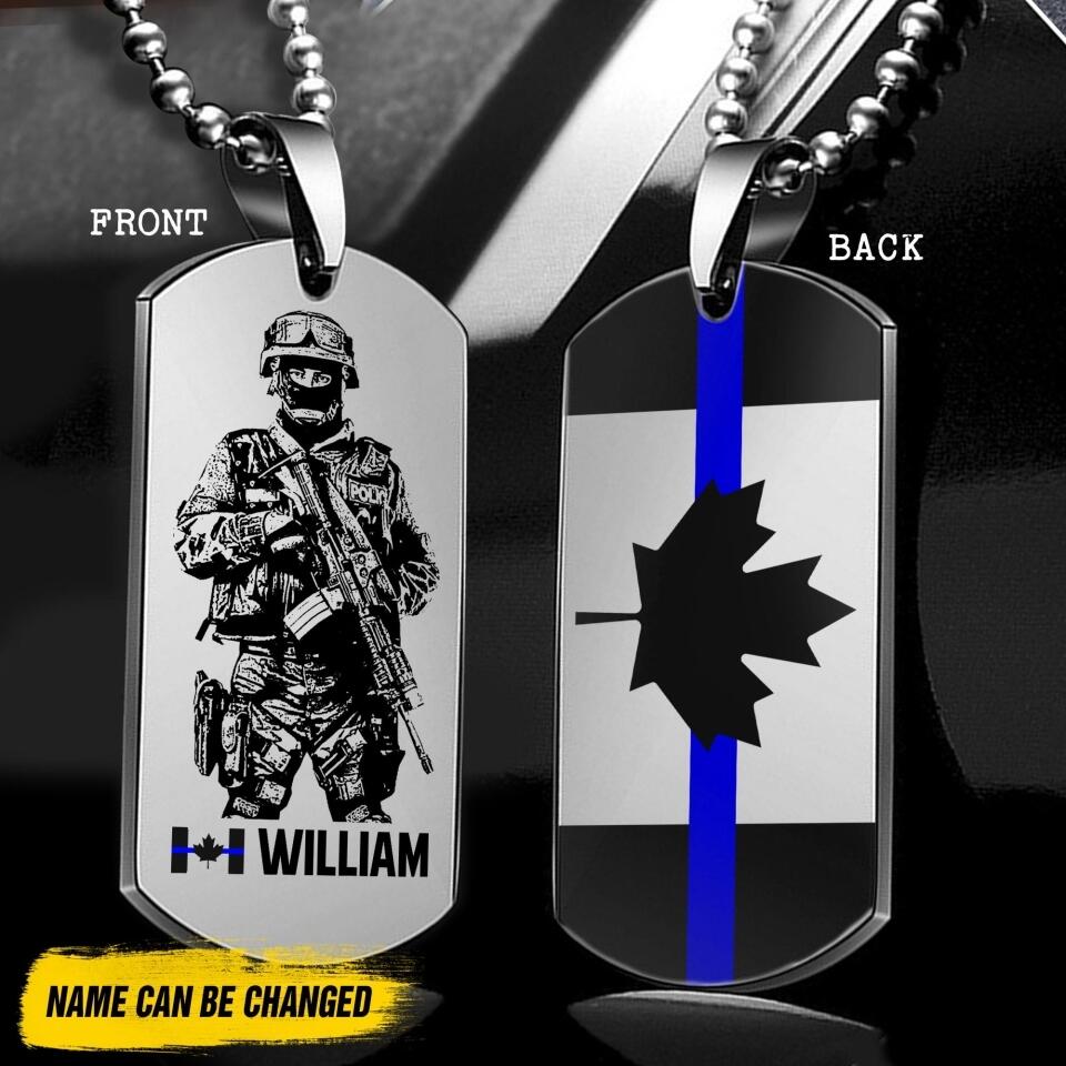 Personalized Canadian Veteran/ Solider Blue Line Necklaces Printed QTDT1307