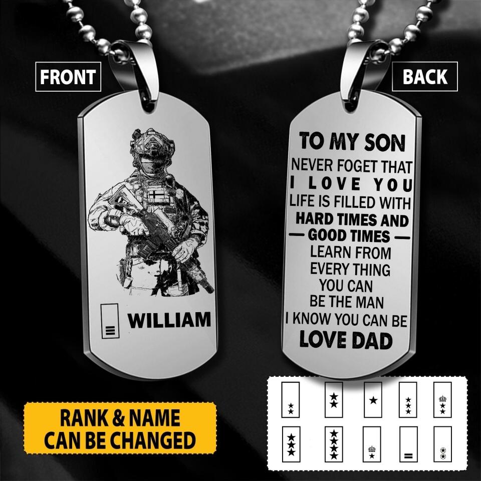 Personalized Swedish Soldier/Veterans Necklaces Printed 22JUY-HY14