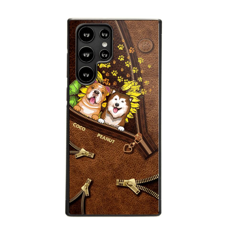 Personalized Dogs With Sunflower Phone Case Printed NQHC1407