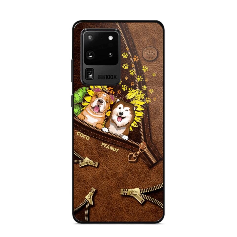 Personalized Dogs With Sunflower Phone Case Printed NQHC1407