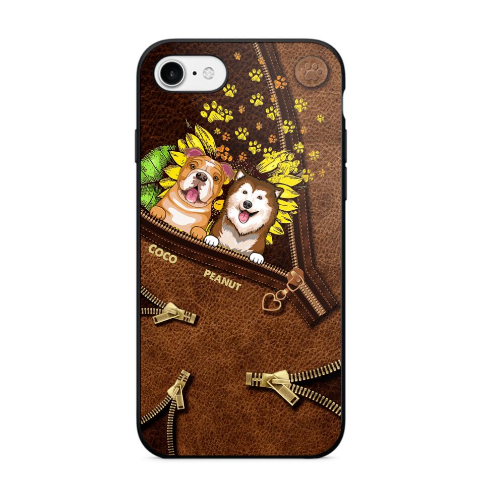 Personalized Dogs With Sunflower Phone Case Printed NQHC1407