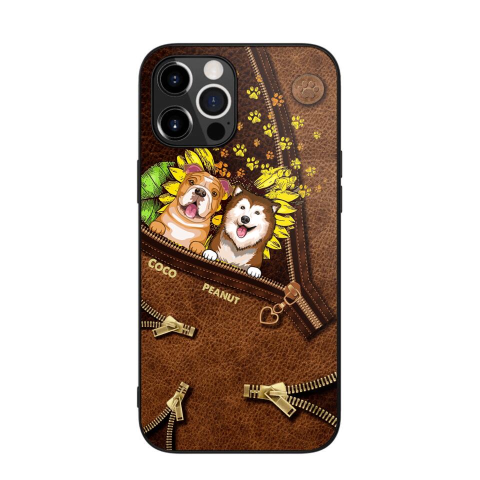 Personalized Dogs With Sunflower Phone Case Printed NQHC1407