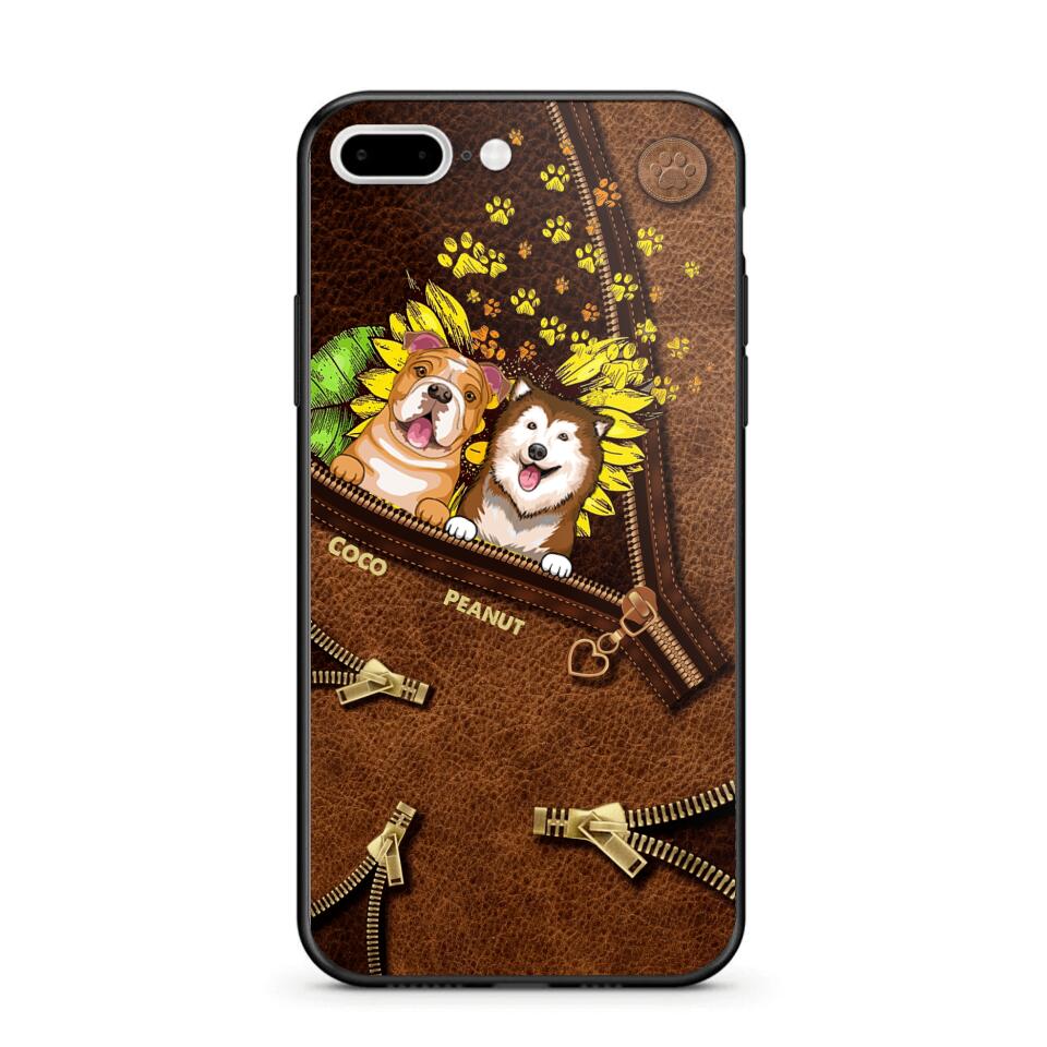 Personalized Dogs With Sunflower Phone Case Printed NQHC1407
