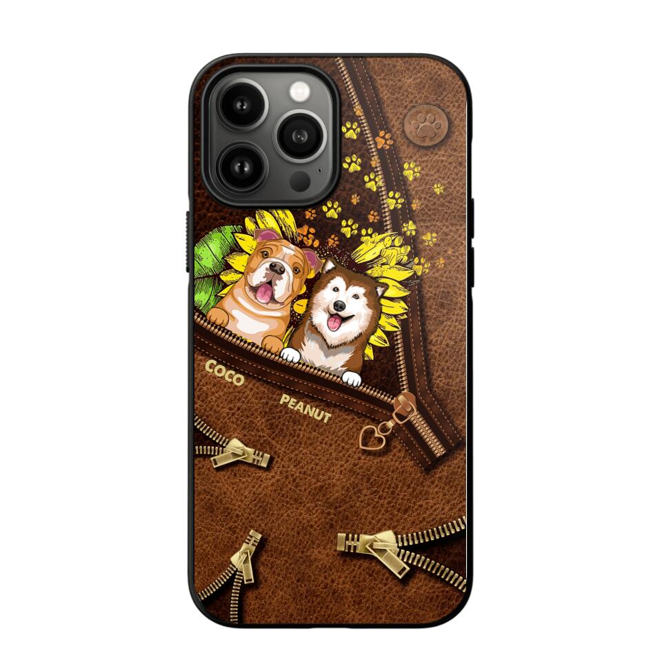 Personalized Dogs With Sunflower Phone Case Printed NQHC1407