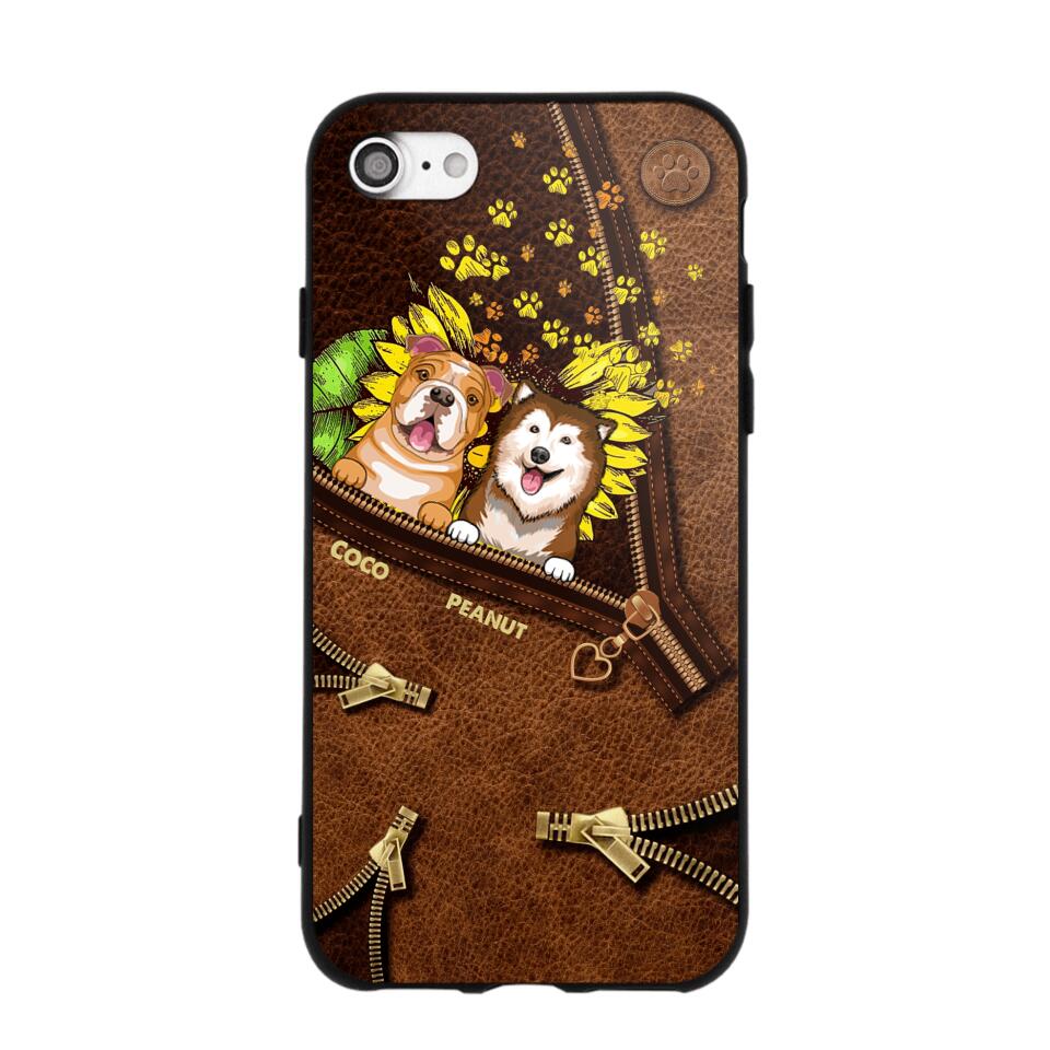 Personalized Dogs With Sunflower Phone Case Printed NQHC1407