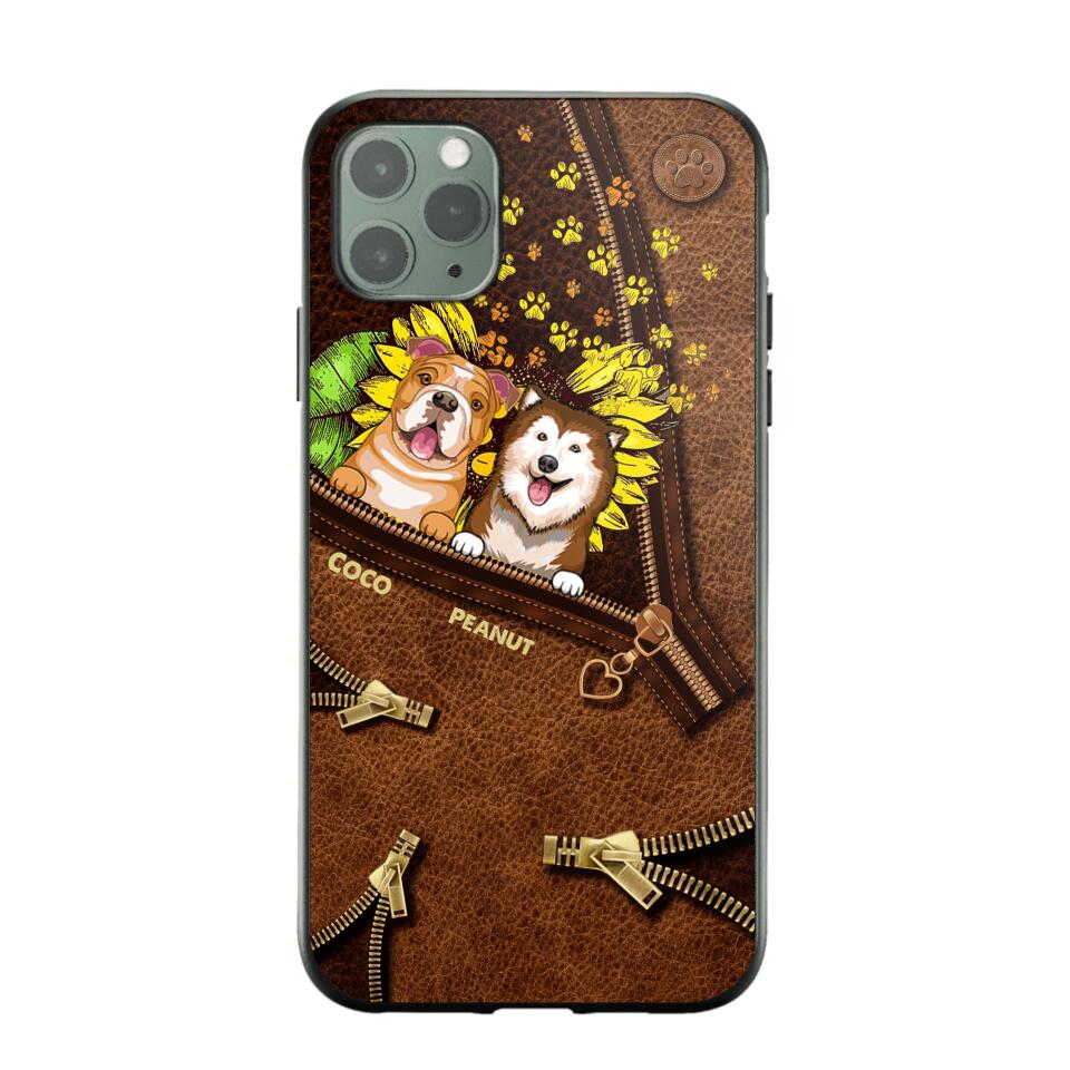 Personalized Dogs With Sunflower Phone Case Printed NQHC1407