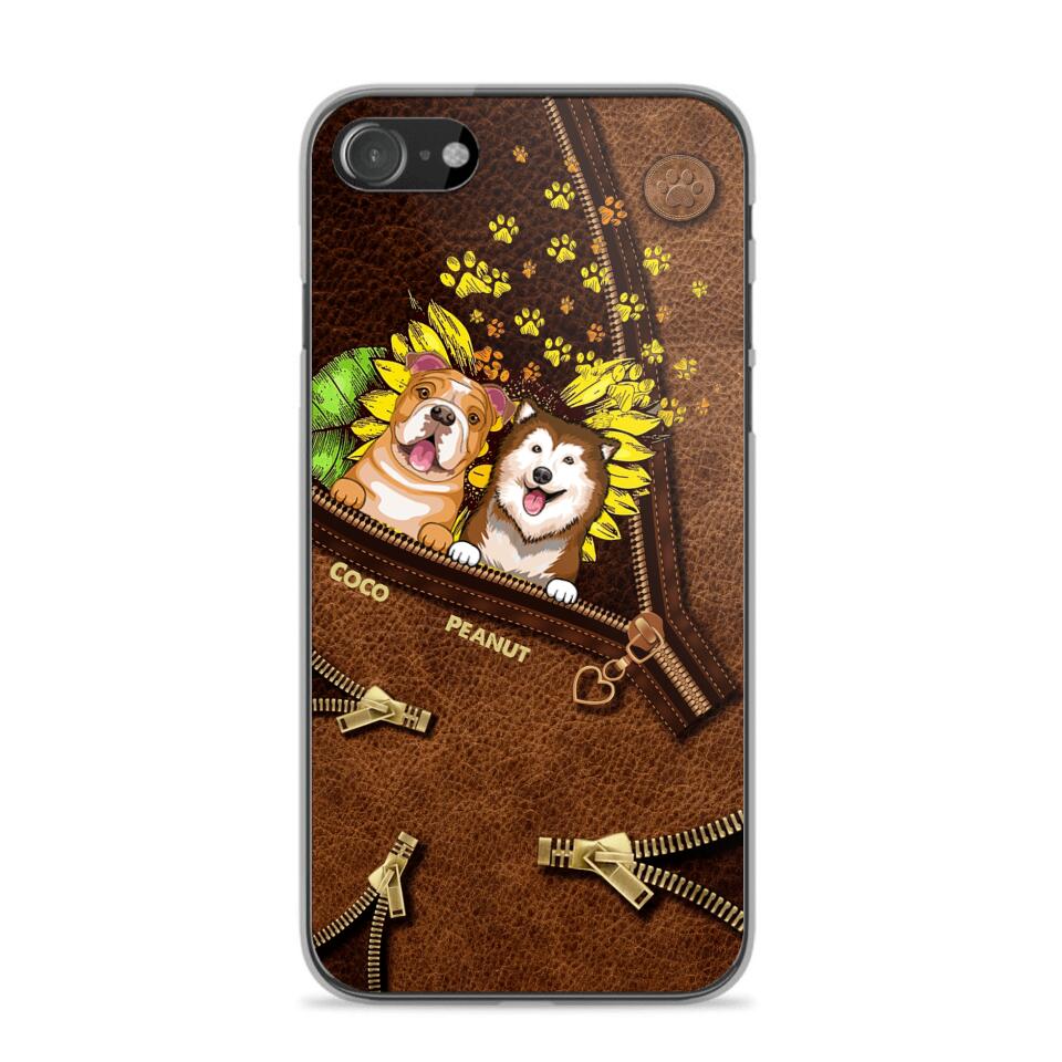 Personalized Dogs With Sunflower Phone Case Printed NQHC1407