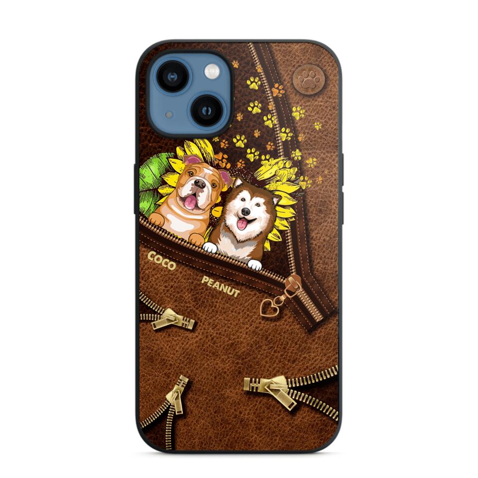 Personalized Dogs With Sunflower Phone Case Printed NQHC1407