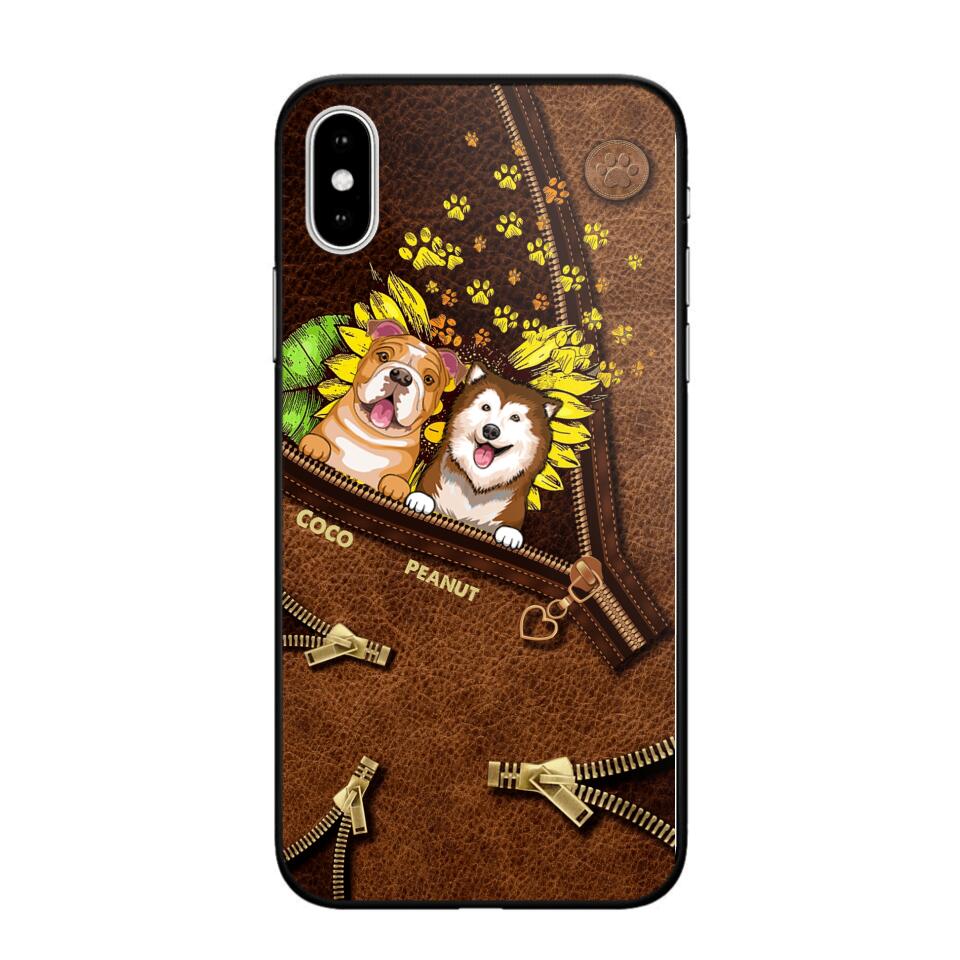 Personalized Dogs With Sunflower Phone Case Printed NQHC1407