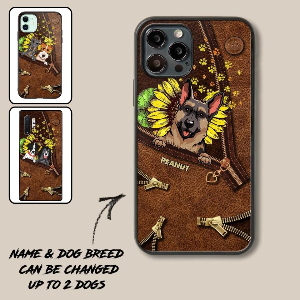 Personalized Dogs With Sunflower Phone Case Printed NQHC1407