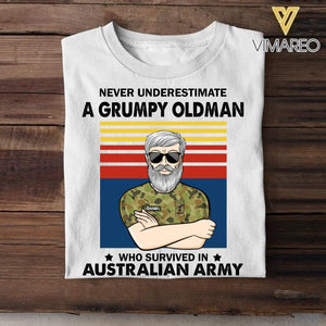 Personalized Never underestimate A Grumpy Oldman Australian Veterans/Soldier Tshirt Printed 22JUY-HY14