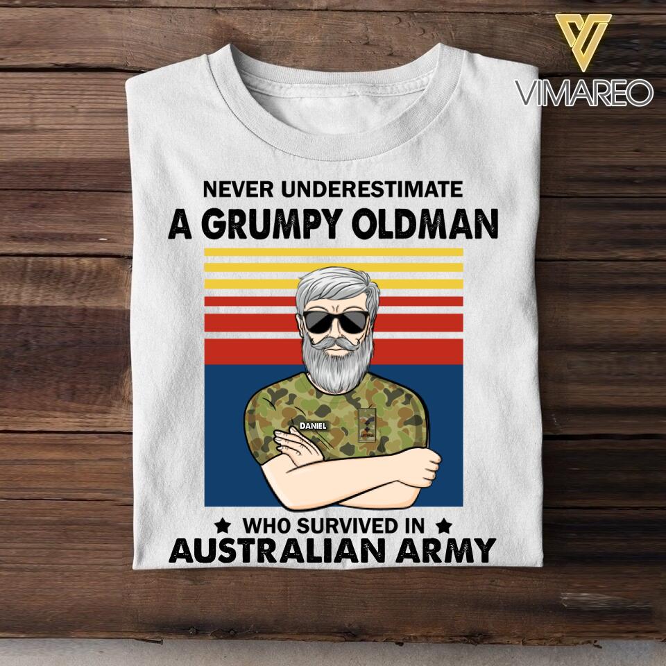 Personalized Never underestimate A Grumpy Oldman Australian Veterans/Soldier Tshirt Printed 22JUY-HY14