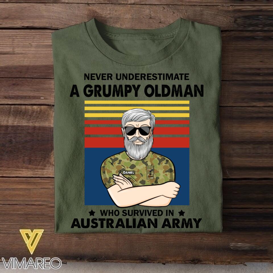 Personalized Never underestimate A Grumpy Oldman Australian Veterans/Soldier Tshirt Printed 22JUY-HY14