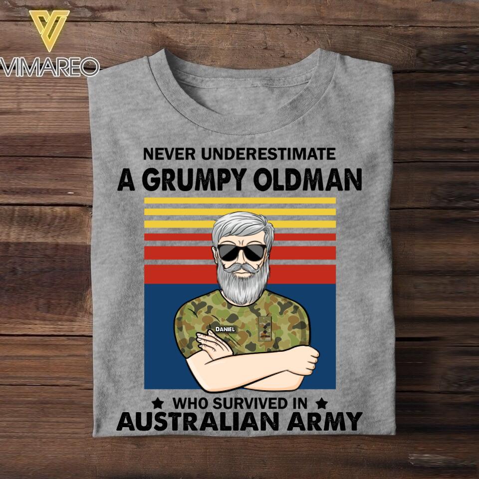 Personalized Never underestimate A Grumpy Oldman Australian Veterans/Soldier Tshirt Printed 22JUY-HY14