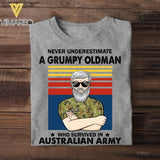 Personalized Never underestimate A Grumpy Oldman Australian Veterans/Soldier Tshirt Printed 22JUY-HY14