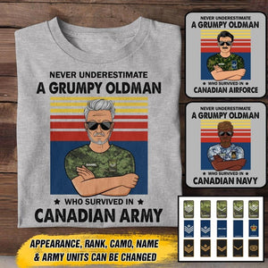 Personalized Never underestimate A Grumpy Oldman Canadian Veterans/Soldier Tshirt Printed 22JUY-HY14