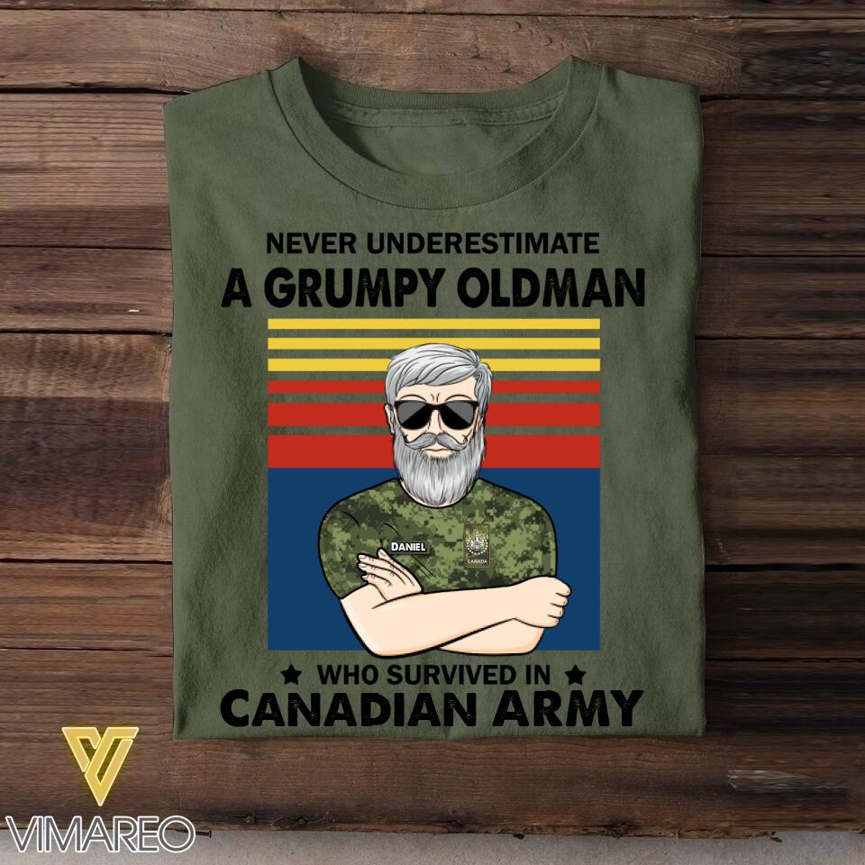 Personalized Never underestimate A Grumpy Oldman Canadian Veterans/Soldier Tshirt Printed 22JUY-HY14
