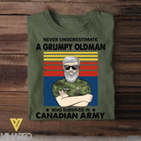 Personalized Never underestimate A Grumpy Oldman Canadian Veterans/Soldier Tshirt Printed 22JUY-HY14