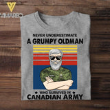 Personalized Never underestimate A Grumpy Oldman Canadian Veterans/Soldier Tshirt Printed 22JUY-HY14