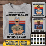 Personalized Never underestimate A Grumpy Oldman British Veterans/Soldier Tshirt Printed 22JUY-HY14