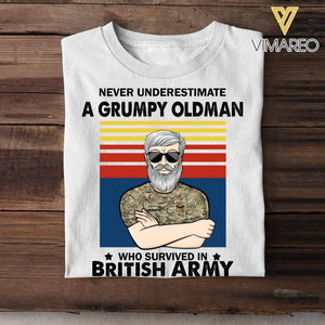 Personalized Never underestimate A Grumpy Oldman British Veterans/Soldier Tshirt Printed 22JUY-HY14
