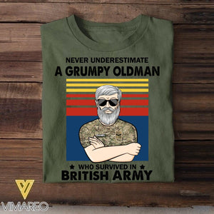 Personalized Never underestimate A Grumpy Oldman British Veterans/Soldier Tshirt Printed 22JUY-HY14