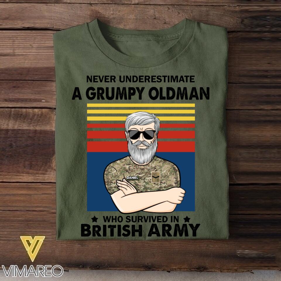 Personalized Never underestimate A Grumpy Oldman British Veterans/Soldier Tshirt Printed 22JUY-HY14