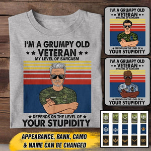 Personalized I'm A Grumpy Old Canadian Veterans/Soldier Tshirt Printed 22JUY-HY15