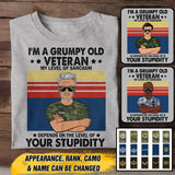 Personalized I'm A Grumpy Old Canadian Veterans/Soldier Tshirt Printed 22JUY-HY15