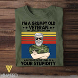 Personalized I'm A Grumpy Old Canadian Veterans/Soldier Tshirt Printed 22JUY-HY15