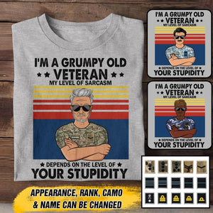 Personalized I'm A Grumpy Old British Veterans/Soldier Tshirt Printed 22JUY-HY15