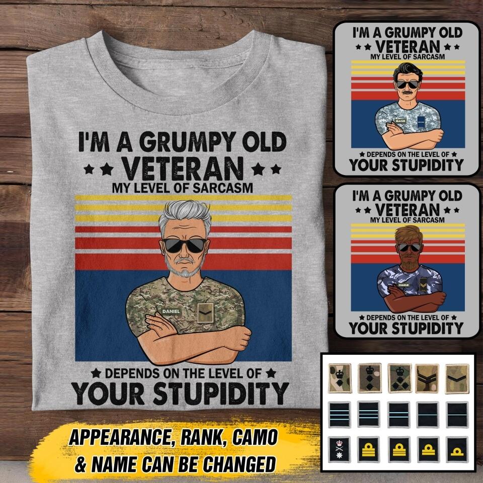 Personalized I'm A Grumpy Old British Veterans/Soldier Tshirt Printed 22JUY-HY15