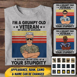 Personalized I'm A Grumpy Old British Veterans/Soldier Tshirt Printed 22JUY-HY15