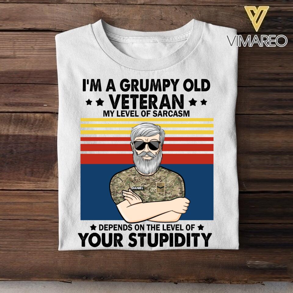 Personalized I'm A Grumpy Old British Veterans/Soldier Tshirt Printed 22JUY-HY15