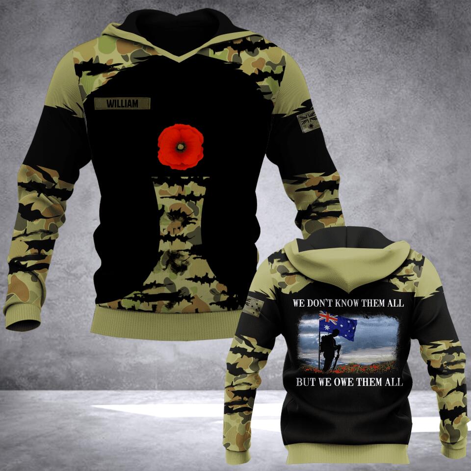 Personalized Australian Veteran/ Solider Camo We Don't Know Them All Hoodie or Tshirt 3D Printed QTDT1507