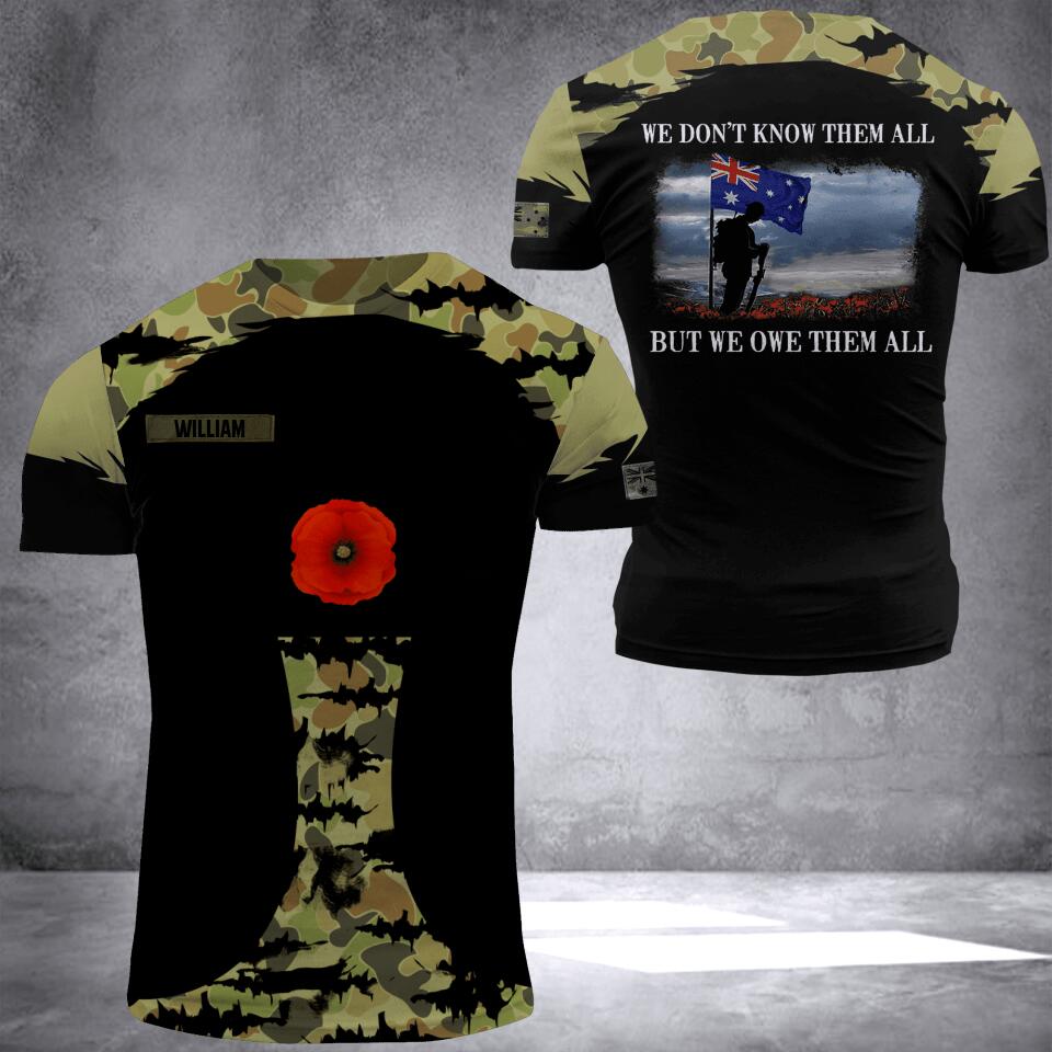 Personalized Australian Veteran/ Solider Camo We Don't Know Them All Hoodie or Tshirt 3D Printed QTDT1507