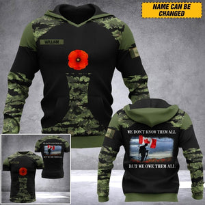 Personalized Canadian Veteran/ Solider Camo We Don't Know Them All Hoodie or Tshirt 3D Printed QTDT1507