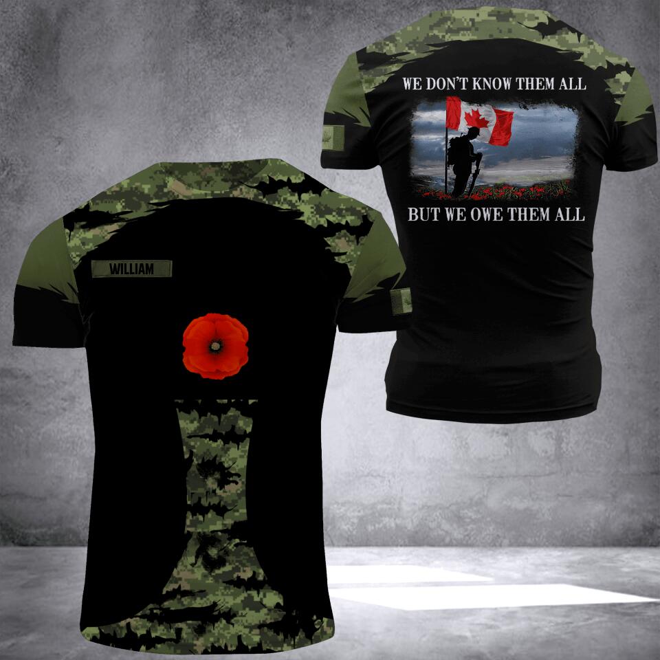 Personalized Canadian Veteran/ Solider Camo We Don't Know Them All Hoodie or Tshirt 3D Printed QTDT1507