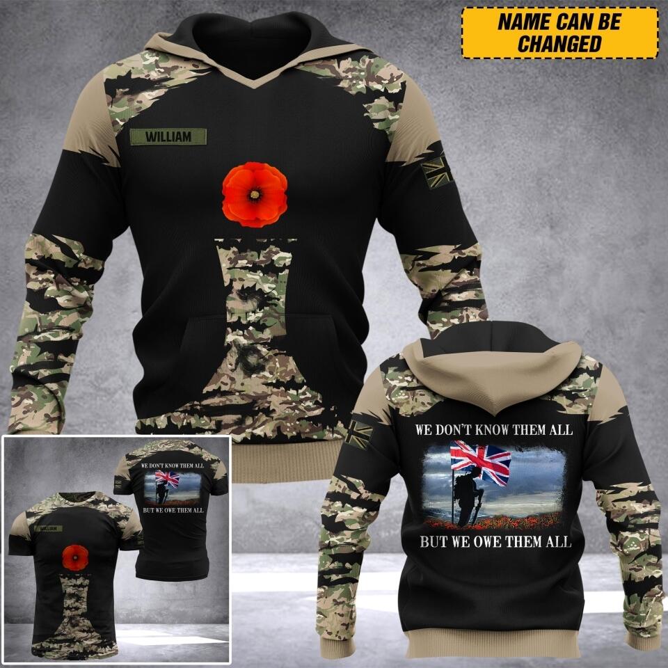 Personalized UK Veteran/ Solider Camo We Don't Know Them All Hoodie or Tshirt 3D Printed QTDT1507