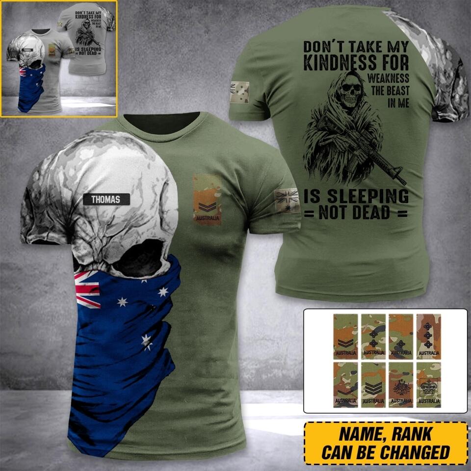 DH Personalized Australia Skull Soldier/ Veteran Tshirt 3D Printed DHDT1307