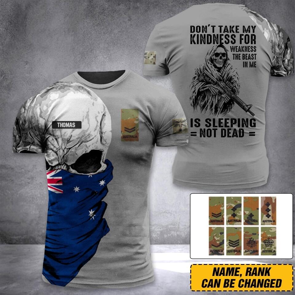 DH Personalized Australia Skull Soldier/ Veteran Tshirt 3D Printed DHDT1307
