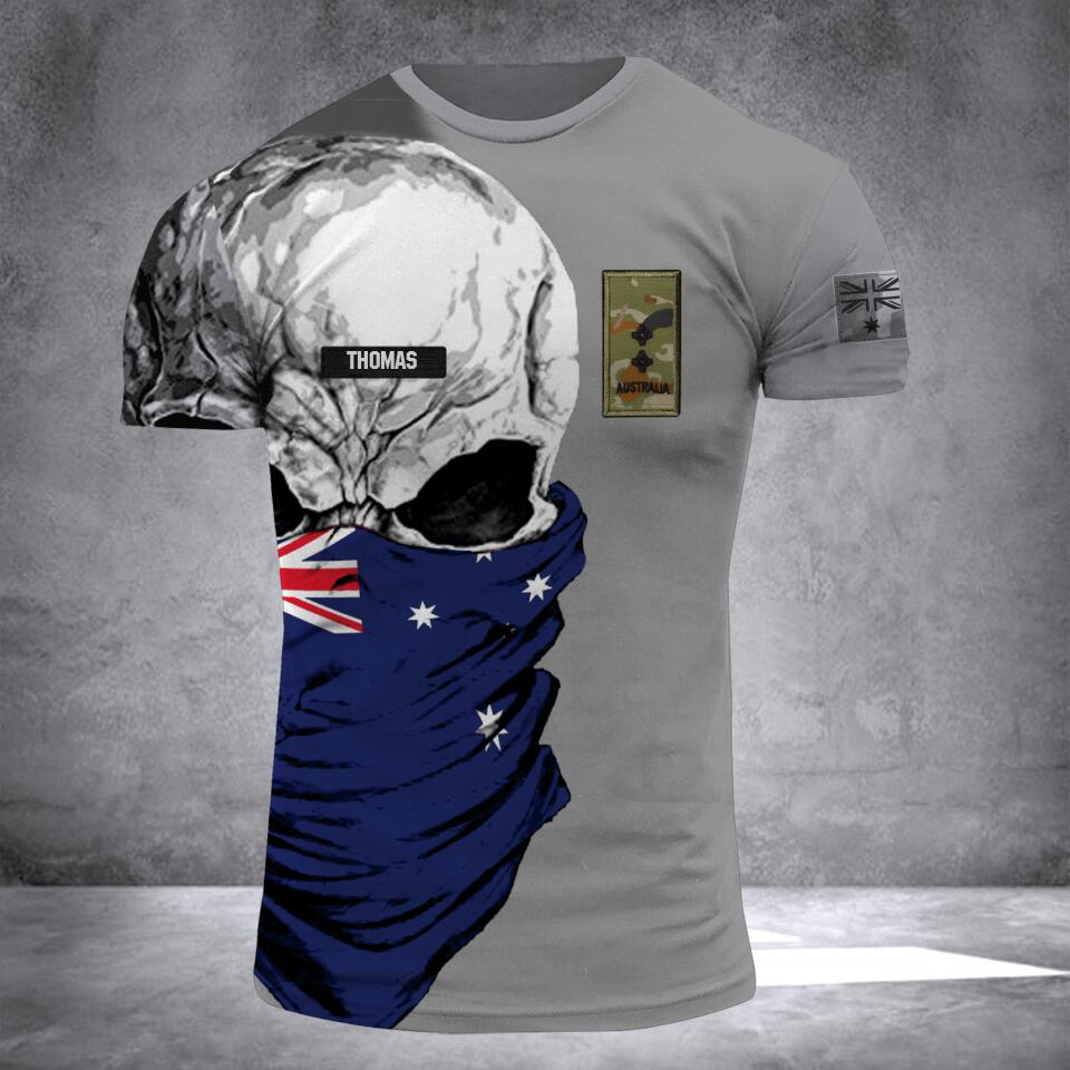 DH Personalized Australia Skull Soldier/ Veteran Tshirt 3D Printed DHDT1307