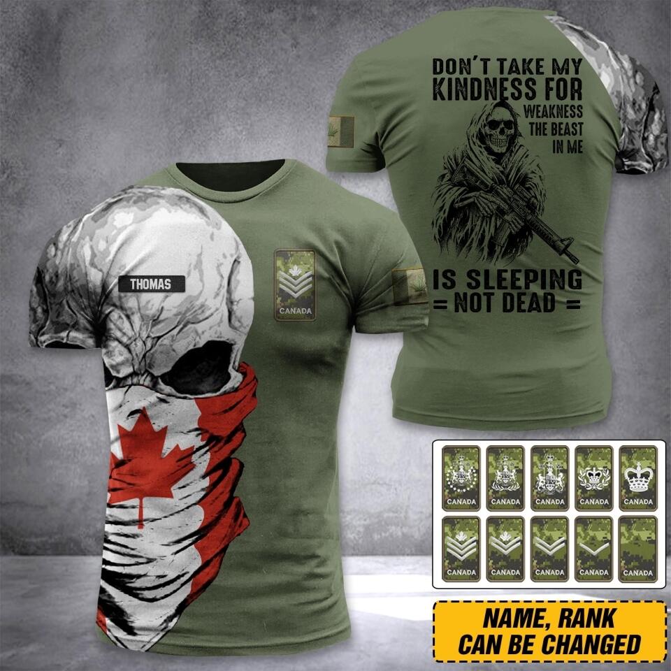DH Personalized Canada Skull Soldier/ Veteran Tshirt 3D Printed DHDT1307