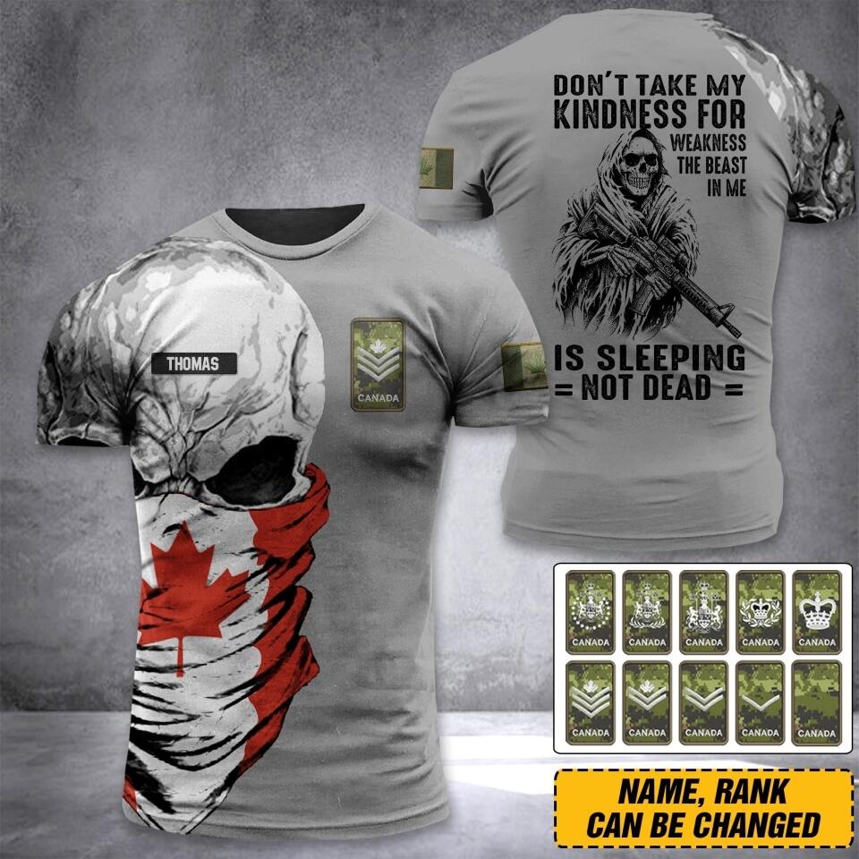 DH Personalized Canada Skull Soldier/ Veteran Tshirt 3D Printed DHDT1307