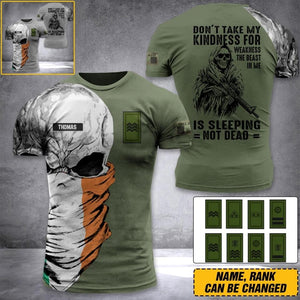 DH Personalized Ireland Skull Soldier/ Veteran Tshirt 3D Printed DHDT1307