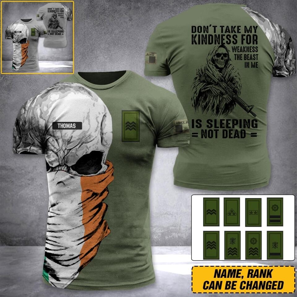 DH Personalized Ireland Skull Soldier/ Veteran Tshirt 3D Printed DHDT1307